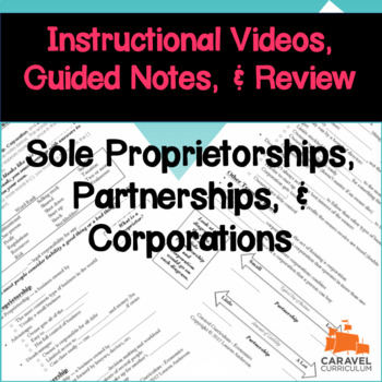 Preview of Sole Proprietorships, Partnerships, & Corporations Instructional Videos & Notes