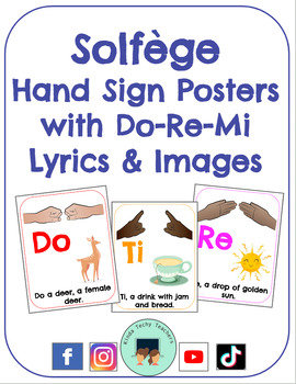 Preview of Solfège Hand Sign Posters with Do-Re-Mi Lyrics & Images *Inclusive
