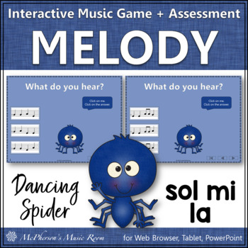 Preview of Solfege | Sol Mi La Interactive Melody Game + Assessment {Dancing Spider}