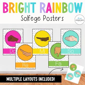 Preview of Solfege Hand Sign Posters- Bright Rainbow