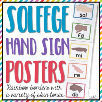 Preview of Solfege Hand Sign Posters - Rainbow Color Borders