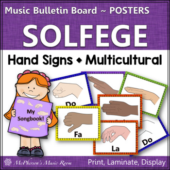 Preview of Solfege Hand Signs Multicultural Posters Music Bulletin Board