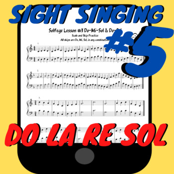 Solfege Lesson #5 Sight Singing Practice Worksheet PDF (20 examples)