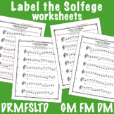 Label the Solfege Worksheets - Treble, Major Scale, GM FM DM