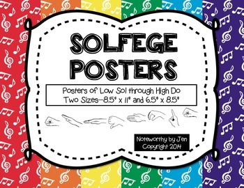 Preview of Solfege Posters {Curwen Hand Signs--Rainbow Colors, TWO sizes}