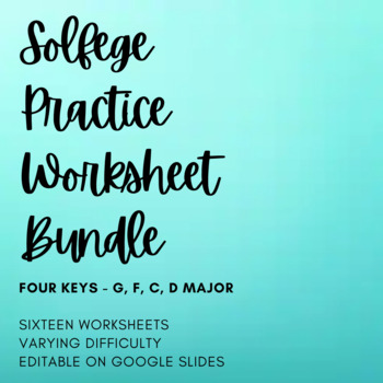 Preview of Solfege Practice Worksheet Bundle - F, G, C, D Major Keys