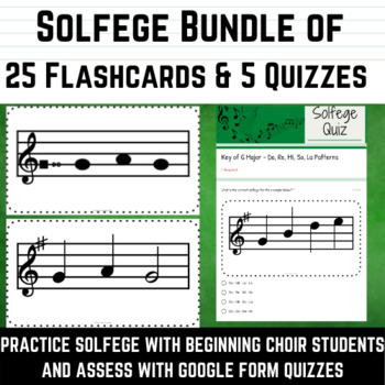 Preview of Solfege Flashcards and Quiz in C, D, F, and G Major for Middle School Choir