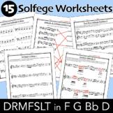 Solfege Worksheets - DRMFSLTD in keys F G B-flat & D Major