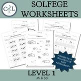 Solfege Worksheets: Level 1 - Mi, Sol