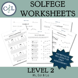 Solfege Worksheets: Level 2 - Mi, Sol, La