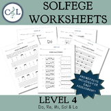Solfege Worksheets: Level 4 - Do, Re, Mi, Sol, La