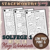 Solfege Worksheets Mi Sol La Grade 1 (Set 1a) - Solfege Ac