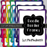 Solid Color Doodle Border Digital Scrapbook Frames {19 count)