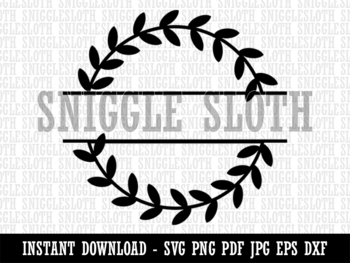 Single Rose Circle Split Wreath for Name Monogram Clipart Digital Download  SVG