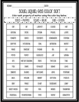 Solid Liquid Gas Color Sort By Teacher By Day Songstress By Night