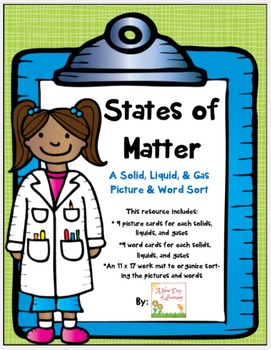 Preview of States of Matter -Solid, Liquid, Gas -Picture and Word Sort - Science Center