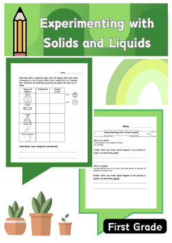 Preview of Solid Vs. Liquid Experiment Packet (1st Grade)