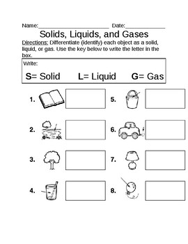 Preview of Solids, Liquids & Gases