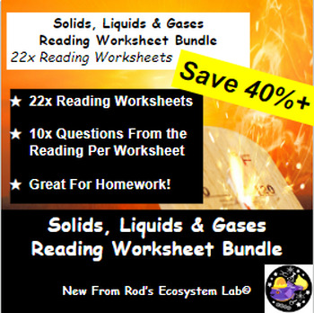 Preview of Solids, Liquids & Gases Module Reading Worksheet Bundle **Editable**