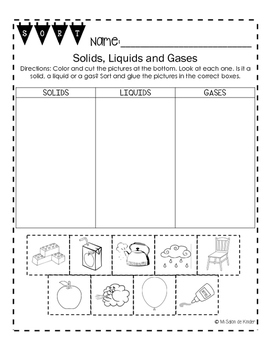 Preview of Solids, Liquids and Gases Sort FREEBIE