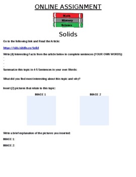 Preview of Solids Online Assignment