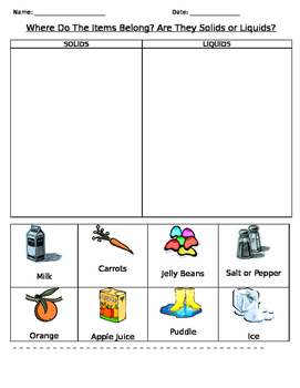 Preview of Solids and liquids sort