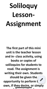 Preview of Soliloquy Lesson-Assignment