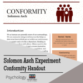 Solomon Asch Conformity Experiment - Psych Handout and Worksheet!