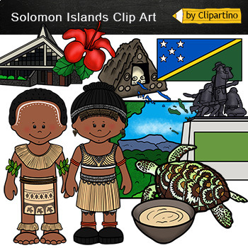 Preview of Solomon Islands Clip Art/ Melanesia/ country Oceania/ Kids/ Cultura