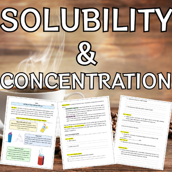 Preview of Solubility & Concentration - Chemical Properties Worksheet