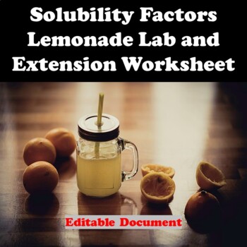 Preview of Solubility Factors Lemonade Lab (Editable)