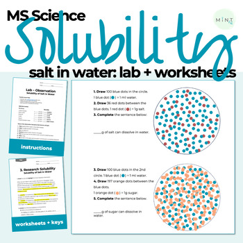 Preview of Solubility Salt In Water Lab With Worksheets