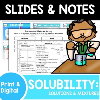 Preview of Solubility | Solutions & Mixtures | Google Slides & Notes | INB | Editable