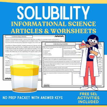 Preview of Solubility and Pressure: Informational Reading Passage, Worksheets, & Answer Key