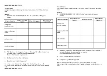 Preview of Solutes and Solvents Experiment Worksheet