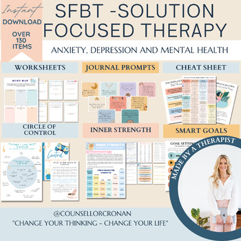 Preview of Solution Focused Brief Therapy Bundle - SFBT Worksheets, SEL, therapy tools