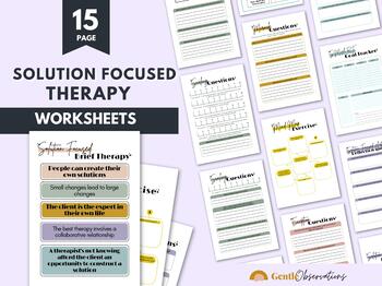 Preview of Solution Focused Therapy Worksheets Bundle, SFBT Coping Skills Workbook