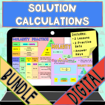 Preview of Solution Molarity Calculations Bundle