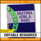 Solutions, Acids, and Bases Notes, PowerPoint, and Test
