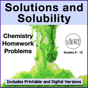 Solutions Homework Worksheet by Amy Brown Science | TpT