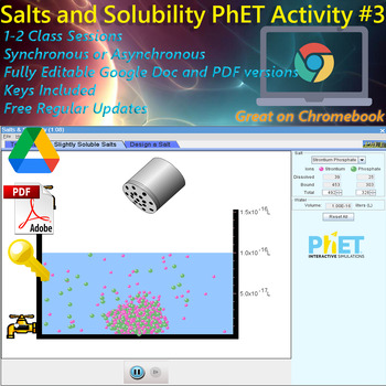 Preview of Solutions Ion Salts and Solubility PhET Simulation 3; EDITABLE, *Key Included*