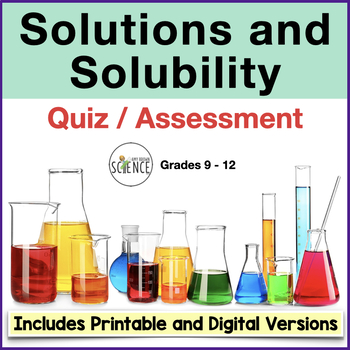 Preview of Solutions and Solubility Quiz Chemistry