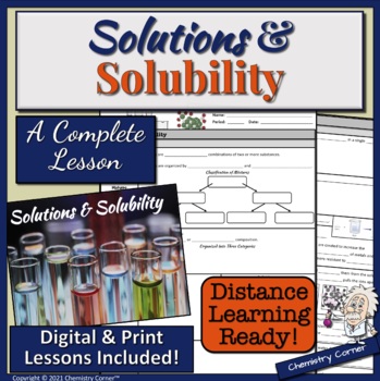 Preview of Solutions & Solubility- Print & Digital Lesson |Distance Learning