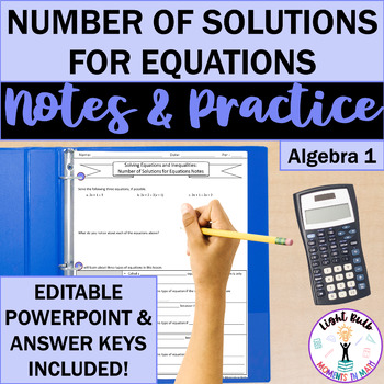 Preview of Number of Solutions for Equations Guided Notes and Worksheet