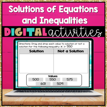 Preview of Solutions of Equations and Inequalities Digital Activities 6.EE.5