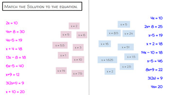 Preview of Solutions to One and Two Step Equations