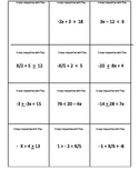 Solve 1, 2 step,compound inequalities set of 5 Memory game