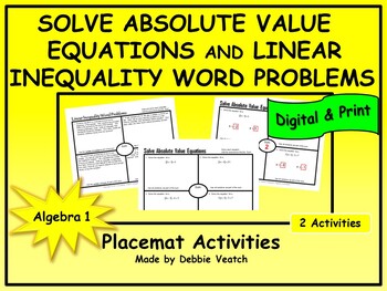 Preview of Solve Absolute Value & Linear Inequality Word Problems Algebra 1 | Digital