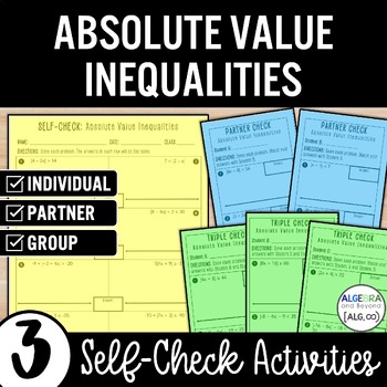 Preview of Solve Absolute Value Inequalities Review Practice Activity – Partner Worksheets