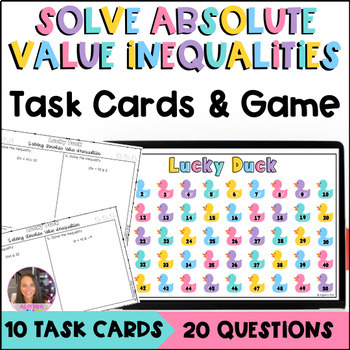 Preview of Solve Absolute Value Inequalities - Task Cards and Power Point Game